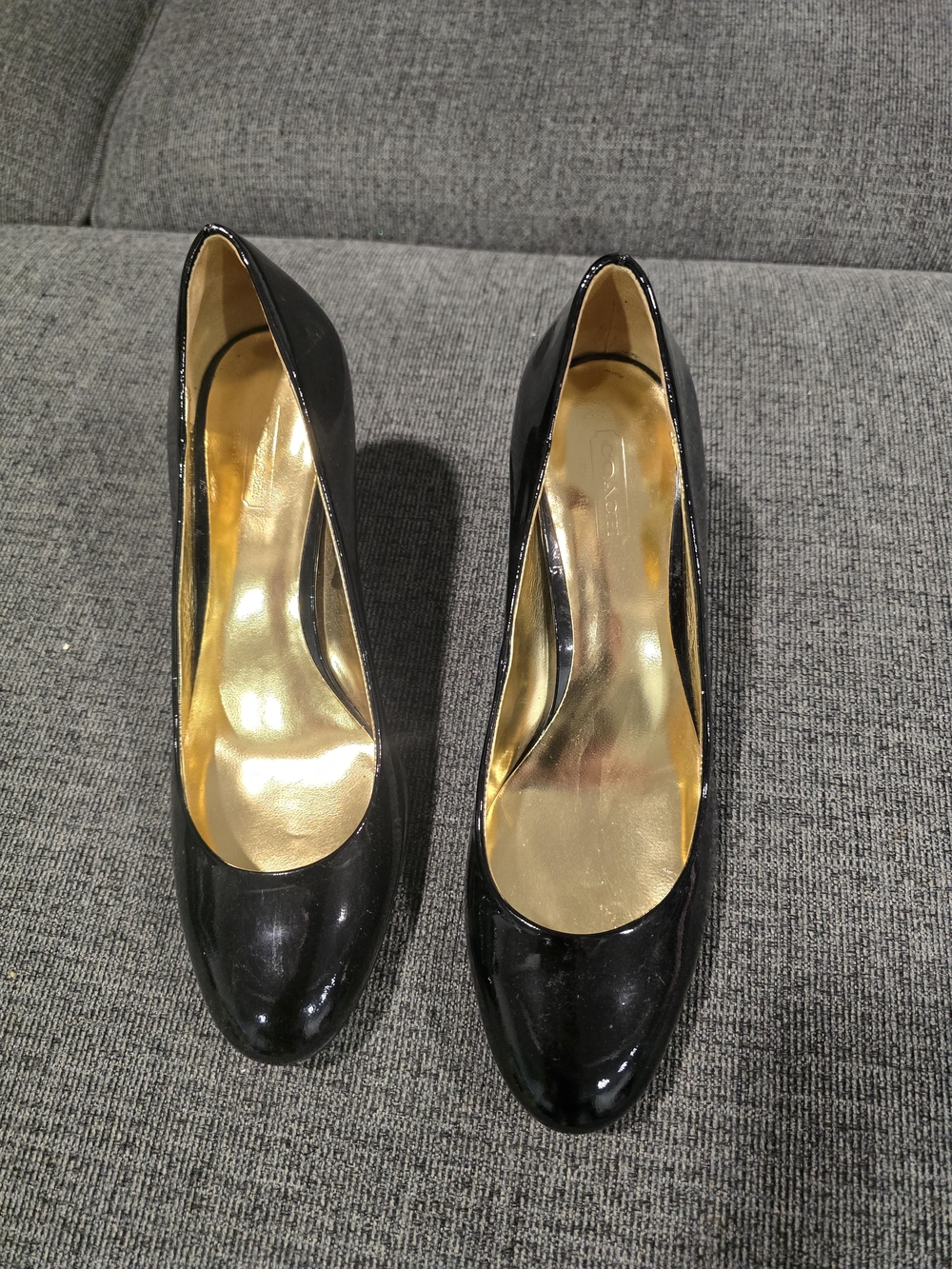 Coach Black Patent Leather Pumps with Gold Insole